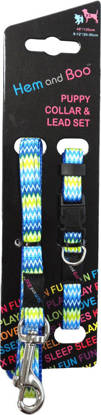 Picture of Hem and Boo Collar and Lead Set Blue Zig Zag